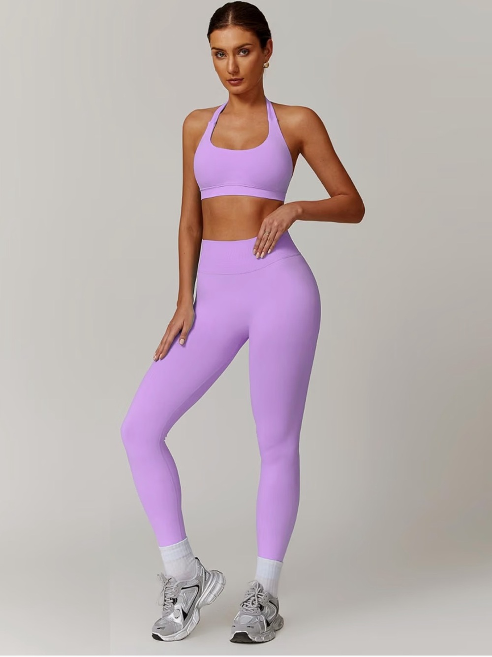 Seamless High-Waist Active Leggings Set— Lavender